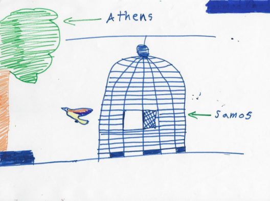 Today. By a 17 years old Syrian Boy. Currently living in Samos Refugee Camp, Samos Island, Greece